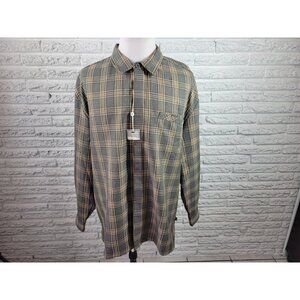 Stacy Adams Mens Shirt XXL Long Sleeve Gray Plaid Collar Career Casual PLA119XE